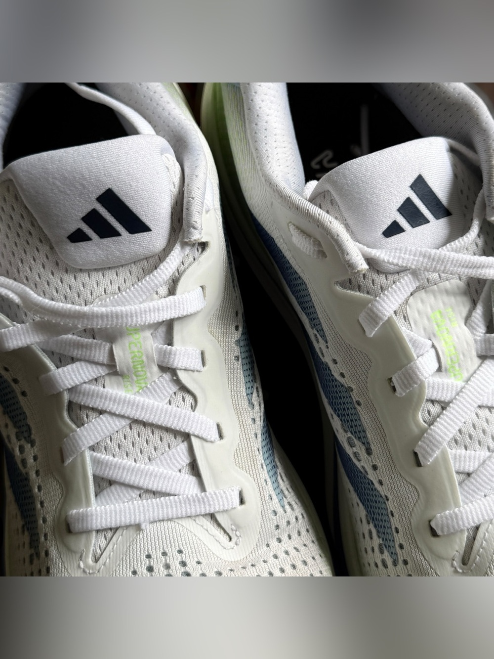 ADIDAS Supernova Rise Lightweight Running Sneakers - White, Blue & Lime - Picture 10 of 14